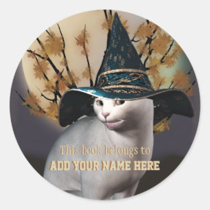 Rond Sticker en boîte pour chats sorcières
