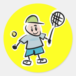 Rond Sticker en caricature de tennis