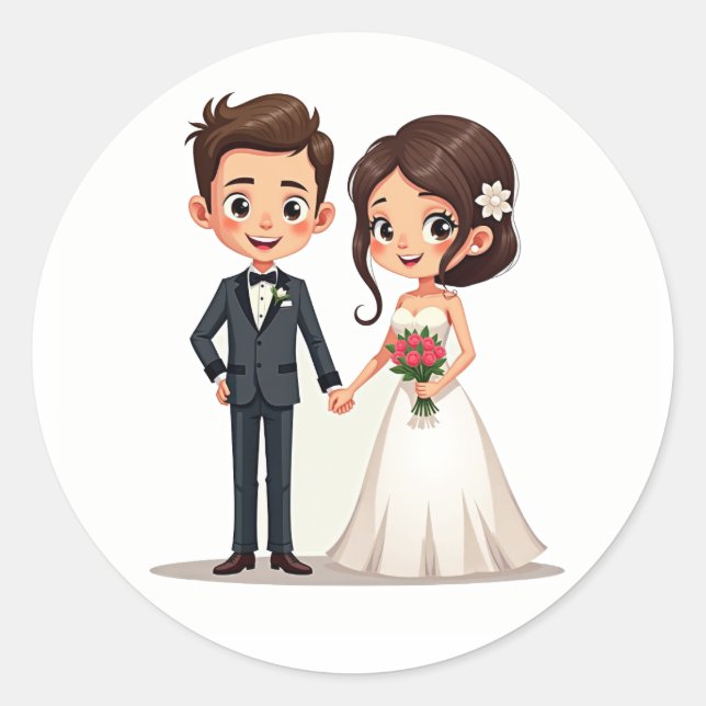 Rond Sticker en couple de mariage élégant (Devant)