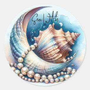 Rond Sticker en croûte de la lune Sea Witch Pearls