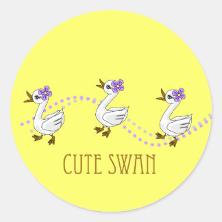 Rond Sticker en cygne mignon