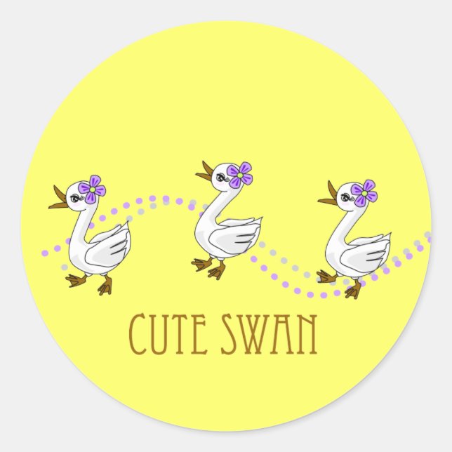 Rond Sticker en cygne mignon (Devant)