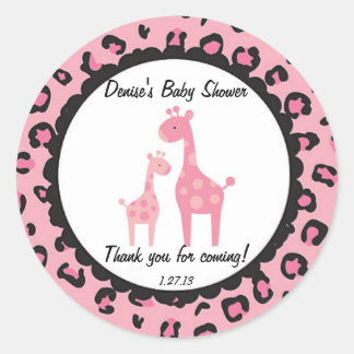 Rond Sticker en girafe rose Safari