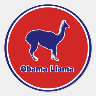 Rond Sticker en ligne bleu Llama Obama