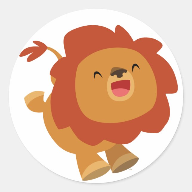 Rond Sticker en Lion de dessin mignon (Devant)