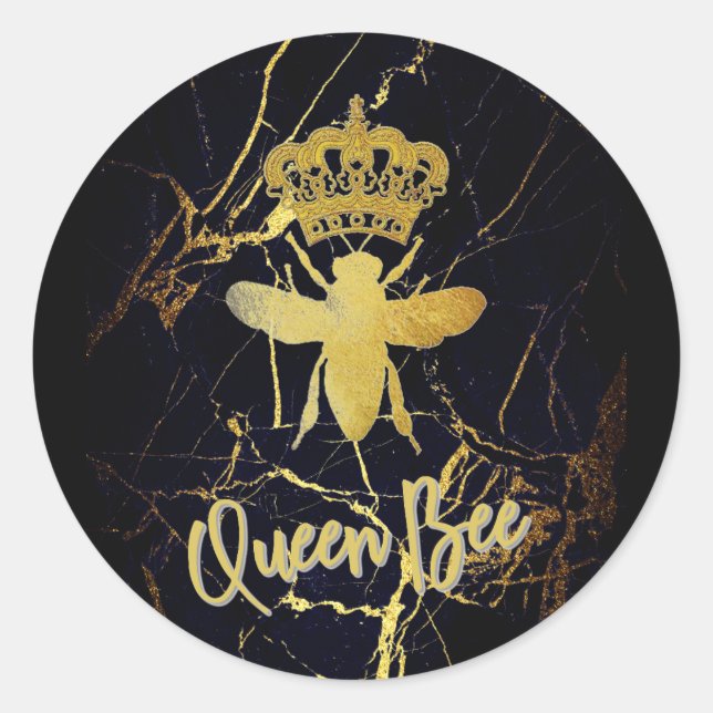 Rond Sticker en marbre noir QUEEN BEE (Devant)