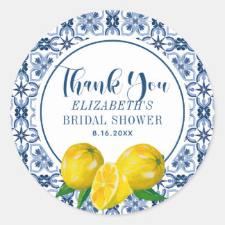 Rond Sticker en Mariage citron bleu italien carrelage