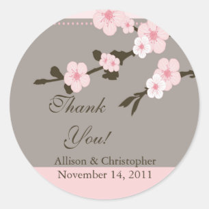 Rond Sticker en Merci cerise en fleurs