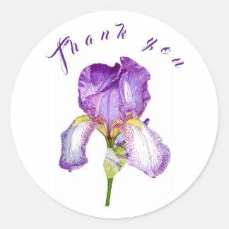 Rond Sticker en Merci d'art botanique Iris violet clair