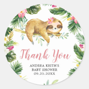 Rond Sticker en Merci de Baby shower pour fentes tropic