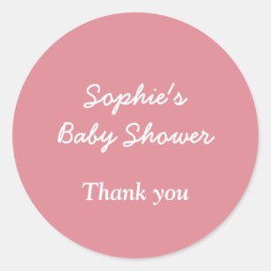 Rond Sticker en Merci de Baby shower rose