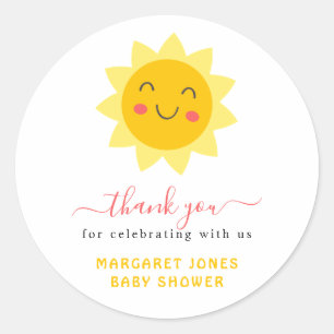 Rond Sticker en Merci de Baby shower solaire mignon