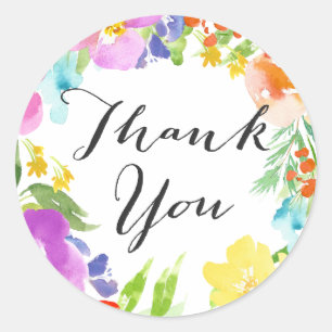 Rond Sticker en Merci de  de couronne d'aquarelle
