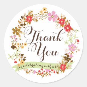 Rond Sticker en Merci de  de fleurs d'automne