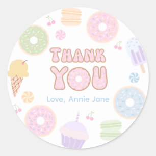 Rond Sticker en Merci de Donut Pastel Color