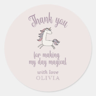 Rond Sticker en Merci de licorne magique