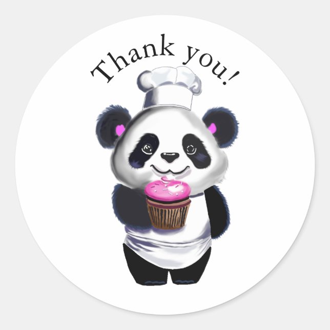 Rond Sticker en Merci de l'ours Panda Cute (Devant)