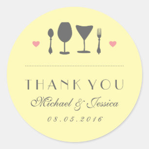 Rond Sticker en Merci de Mariage de fourche rustique ja