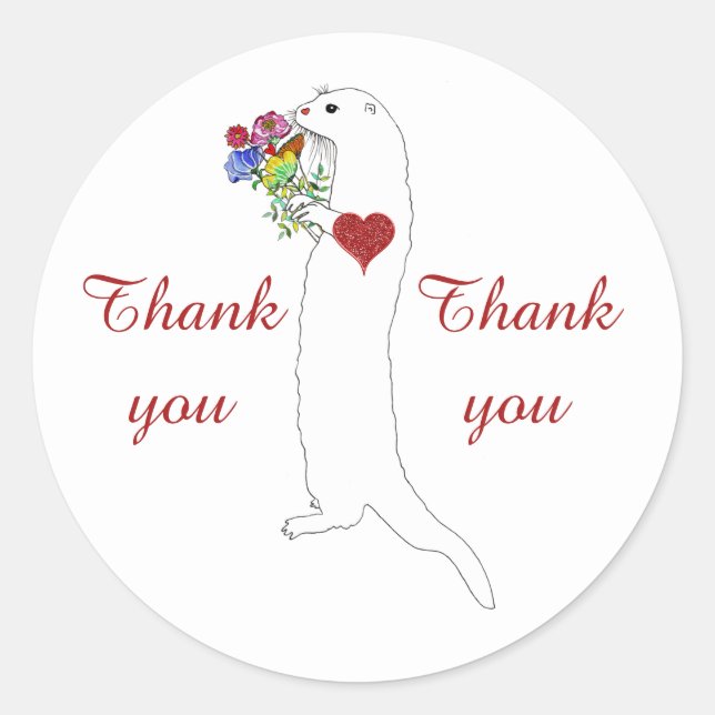 Rond Sticker en Merci de Otter Floral (Devant)