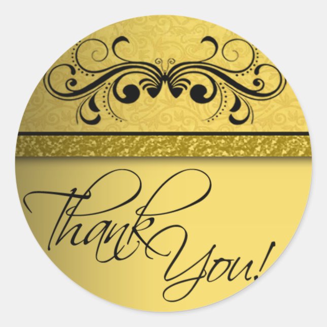 Rond Sticker en Merci de papillon Damask (Devant)