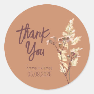 Rond Sticker en Merci Fleur sauvage peint