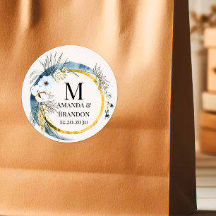 Rond Sticker en Merci Mariage BOHO Foliage