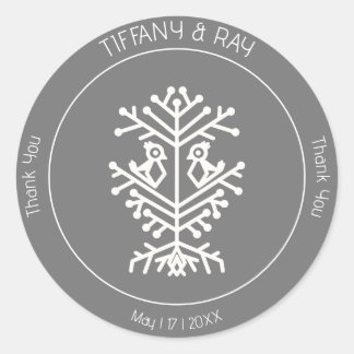 Rond Sticker en Merci Mariage de l'arbre de vie