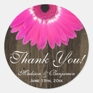 Rond Sticker en Merci Mariage rustique rose chaud