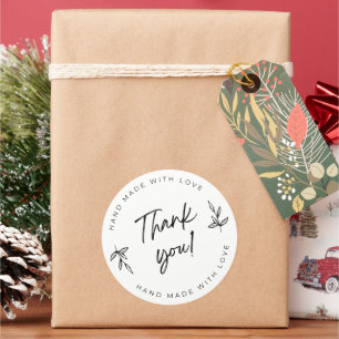 Rond Sticker en Merci moderne blanc simple