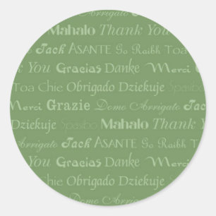 Rond Sticker en Merci multilingues