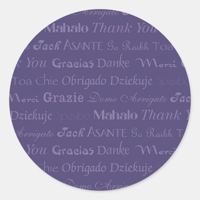 Rond Sticker en Merci multilingues (Devant)