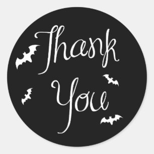 Rond Sticker en Merci noir et blanc Halloween