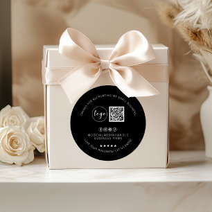 Rond Sticker en Merci noir personnalisé minimaliste