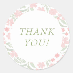 Rond Sticker en Merci rose Aquarelle