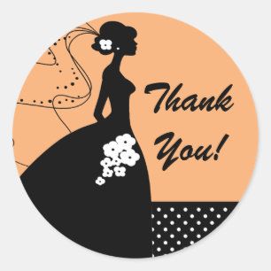 Rond Sticker en Merci Silhouette Bride Fête des mariées
