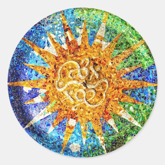 Rond Sticker en mosaïque Park Guell (Devant)