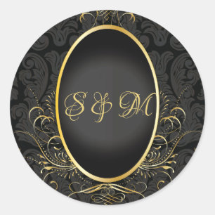Rond Sticker en or noir Monogram Classy Royal Style
