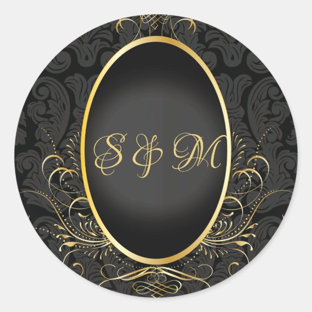 Rond Sticker en or noir Monogram Classy Royal Style (Devant)