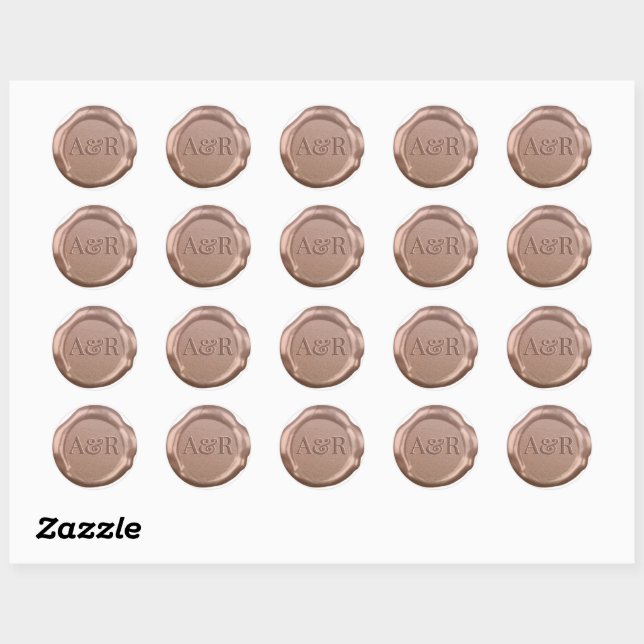 Rond Sticker en or rose, Sticker en cire, (Feuille)