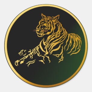 Rond Sticker en or Tiger