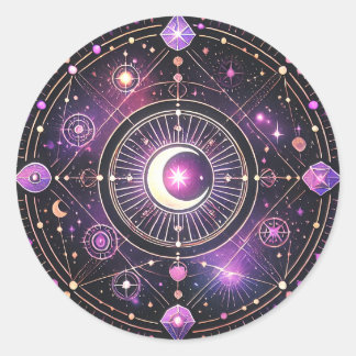 Rond Sticker en pierre céleste et lune | Mystique