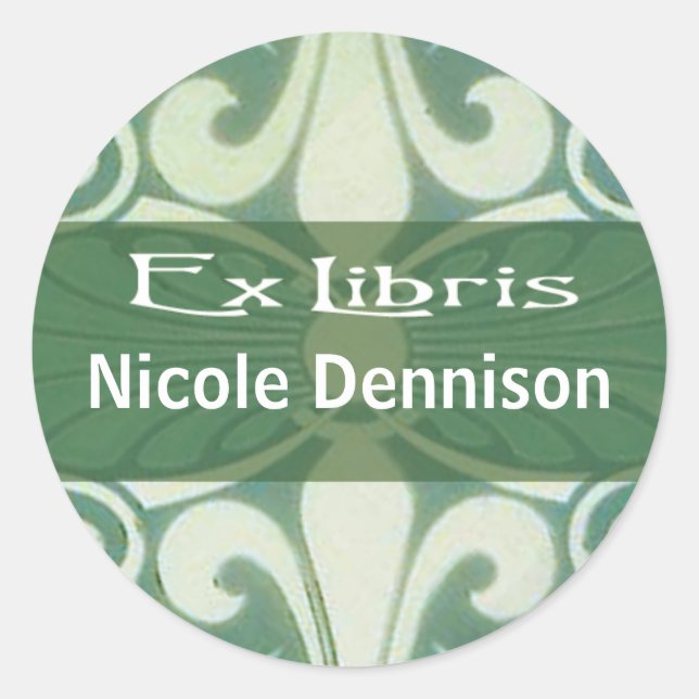Rond Sticker en plaques Ex Libris (vert Tilo) (Devant)