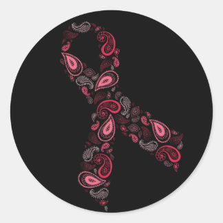 Rond sticker en ruban rose cachemire - noir