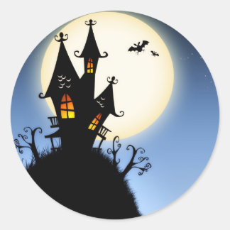 Rond Sticker en silhouettes Éffrayantes Halloween