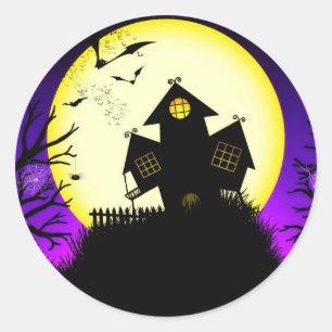 Rond Sticker en silhouettes Éffrayantes Halloween