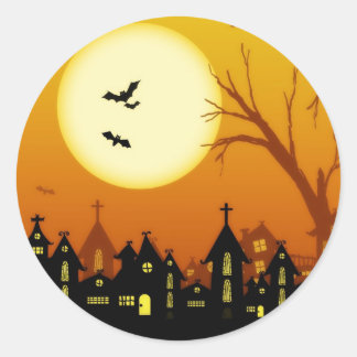 Rond Sticker en silhouettes Éffrayantes Halloween