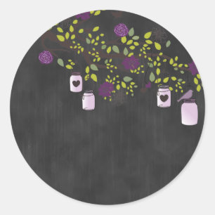 Rond Sticker en tableau avec bocaux en mason violet