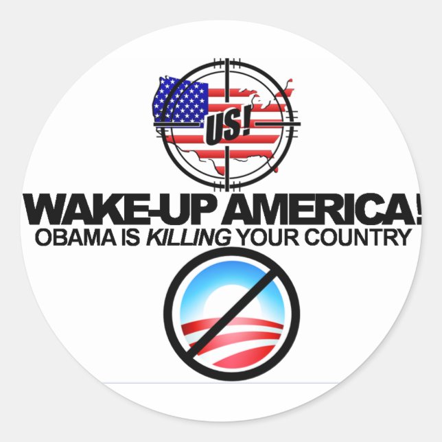 Rond Sticker Extreme Anti Obama Plaisanteries 01 (Devant)