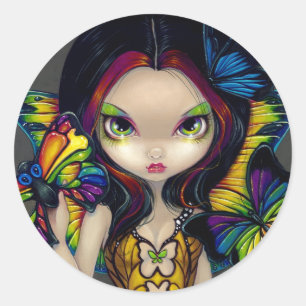 Rond Sticker "Fairy with a Butterfly Mask"