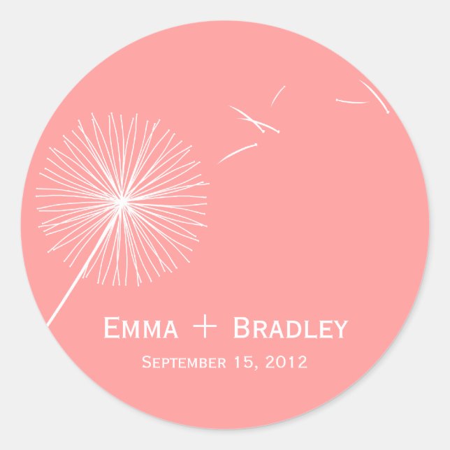 Rond Sticker Faveur Dandelion Dreamy - Rose Rose (Devant)